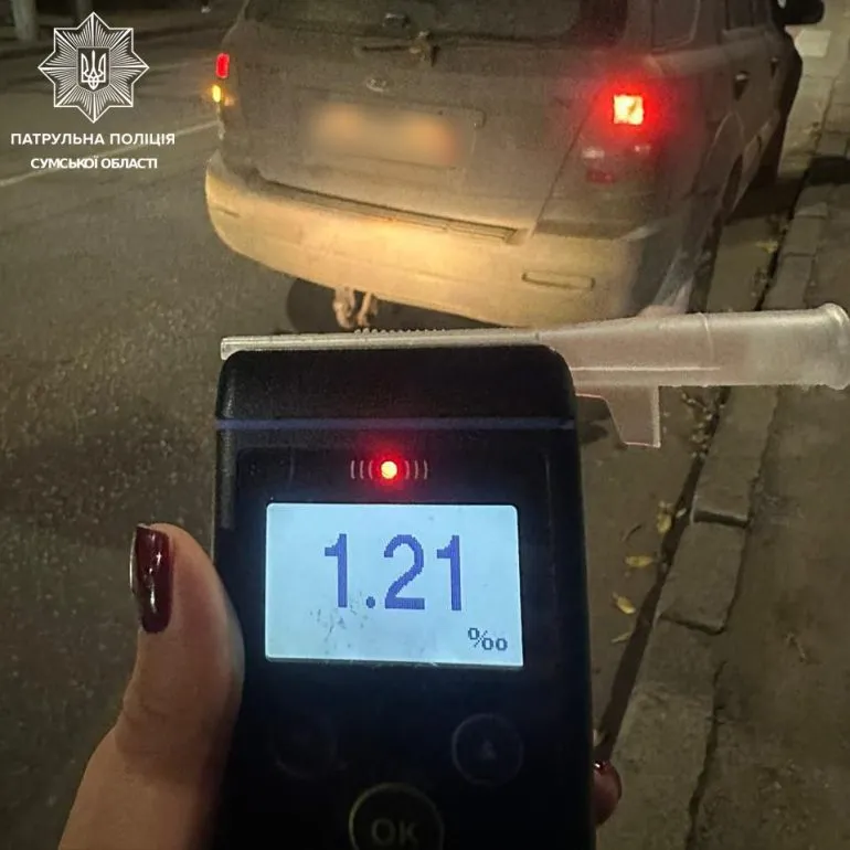 Суми сколихнув п'яний драйв: водій з 1,21 проміле на вулиці Британській