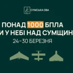 За тиждень на Сумщині сили оборони нейтралізували більше тисячі російських безпілотників